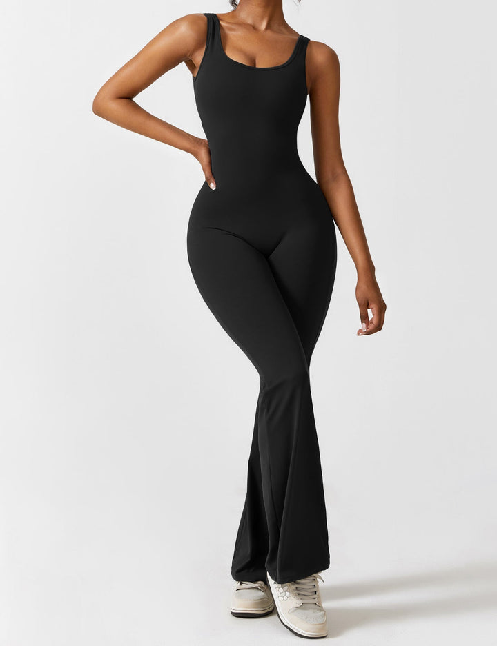 Backless jumpsuit with flared trousers – Liv-Black-S-Nora Luxe