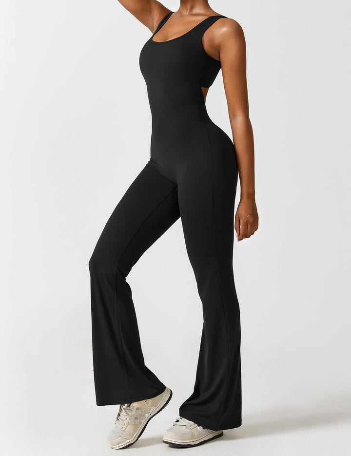 Backless jumpsuit with flared trousers – Liv-Dark blue-S-Nora Luxe