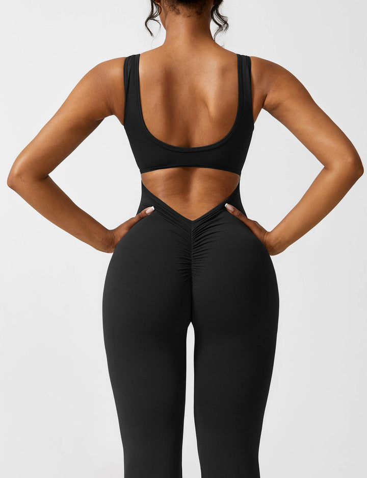 Backless jumpsuit with flared trousers – Liv-Dark blue-S-Nora Luxe