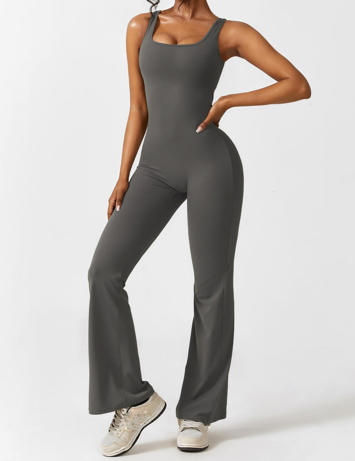 Backless jumpsuit with flared trousers – Liv-Dark blue-S-Nora Luxe