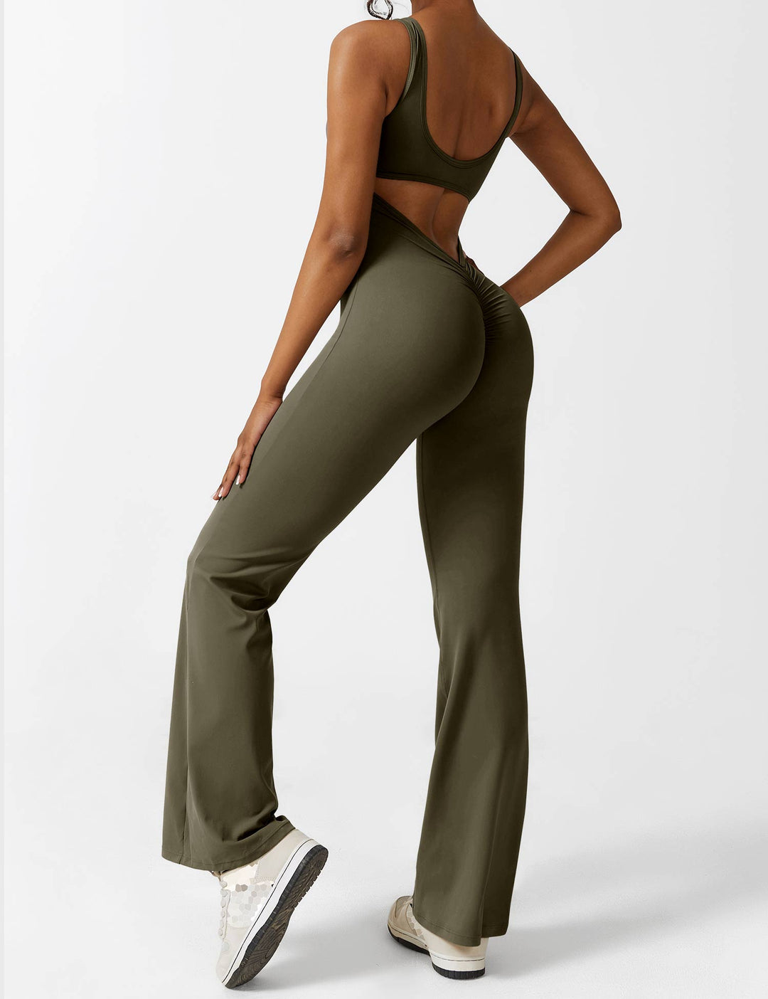 Backless jumpsuit with flared trousers – Liv-Dark blue-S-Nora Luxe