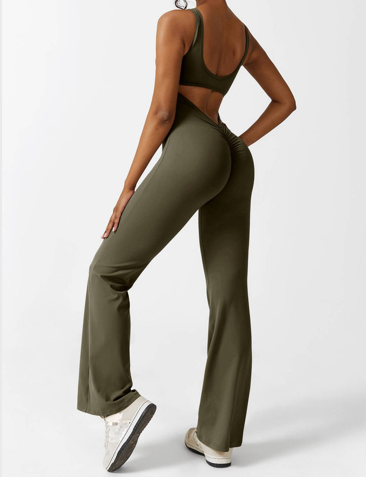 Backless jumpsuit with flared trousers – Liv-Dark blue-S-Nora Luxe