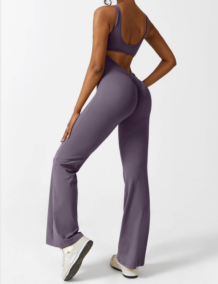 Backless jumpsuit with flared trousers – Liv-Dark blue-S-Nora Luxe