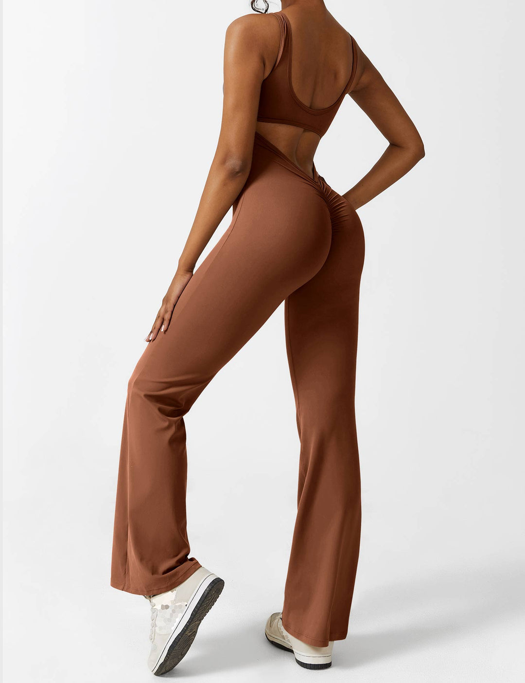 Backless jumpsuit with flared trousers – Liv-Dark blue-S-Nora Luxe