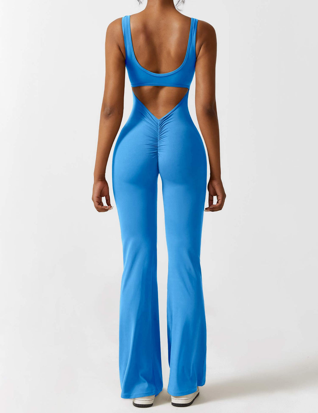 Backless jumpsuit with flared trousers – Liv-Dark blue-S-Nora Luxe