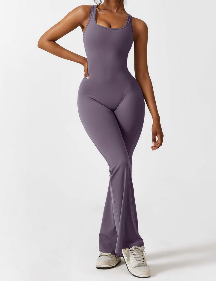 Backless jumpsuit with flared trousers – Liv-Purple-S-Nora Luxe