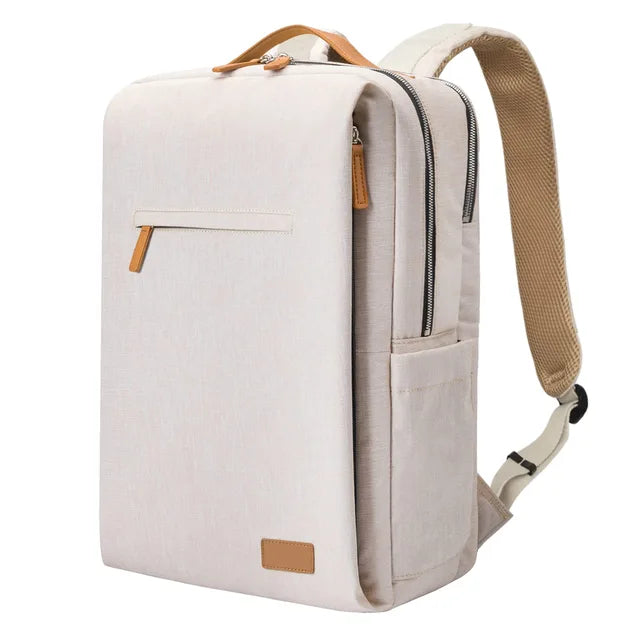 Backpack with Laptop Compartment and USB Charging Port - Nova-Beige-Nora Luxe