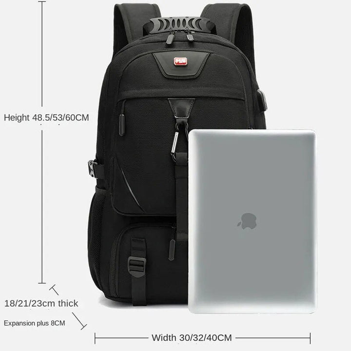 Backpack with USB connection and Large Capacity (50-80L) - UrbanTrail-Black-50L-Nora Luxe