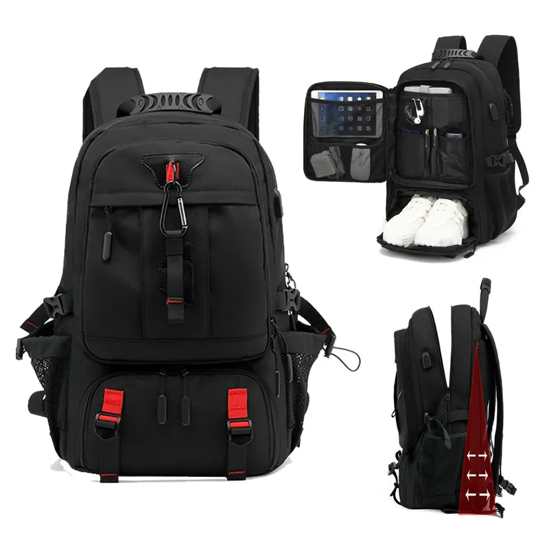 Backpack with USB connection and Large Capacity (50-80L) - UrbanTrail-Red-50L-Nora Luxe