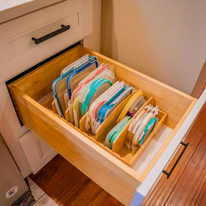 Bamboo Kitchen Organizer for Lid Storage - TopKeeper-L-Nora Luxe