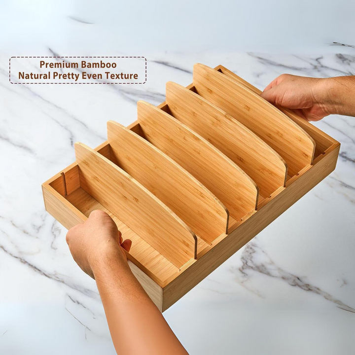 Bamboo Kitchen Organizer for Lid Storage - TopKeeper-L-Nora Luxe