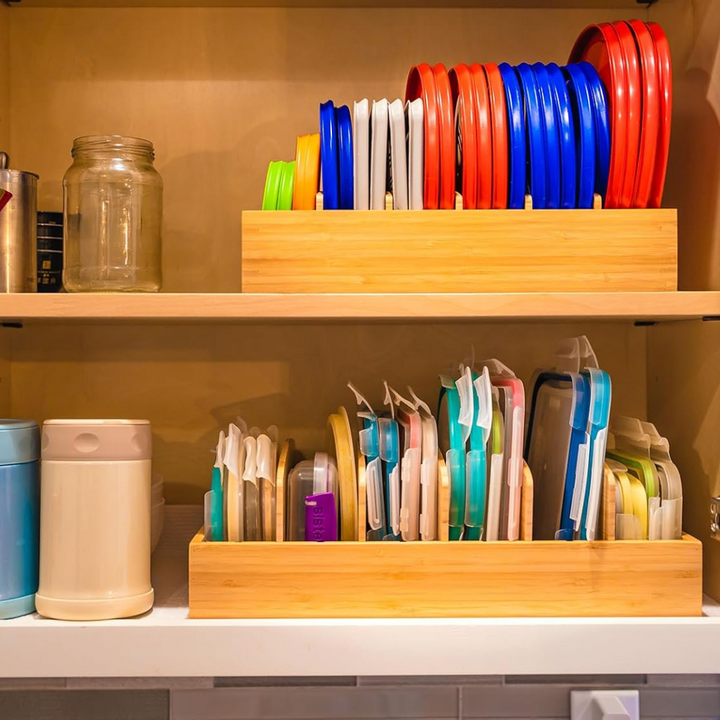 Bamboo Kitchen Organizer for Lid Storage - TopKeeper-L-Nora Luxe