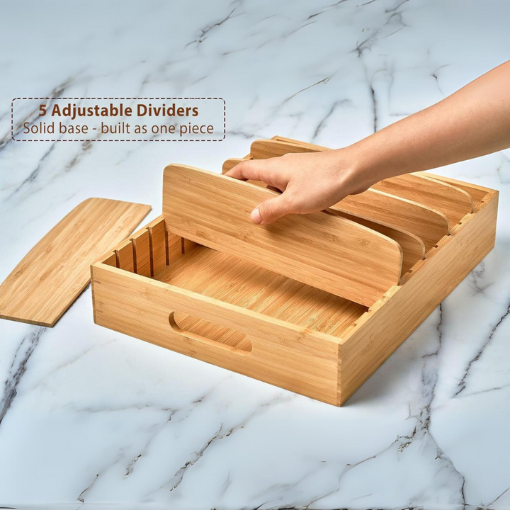 Bamboo Kitchen Organizer for Lid Storage - TopKeeper-L-Nora Luxe