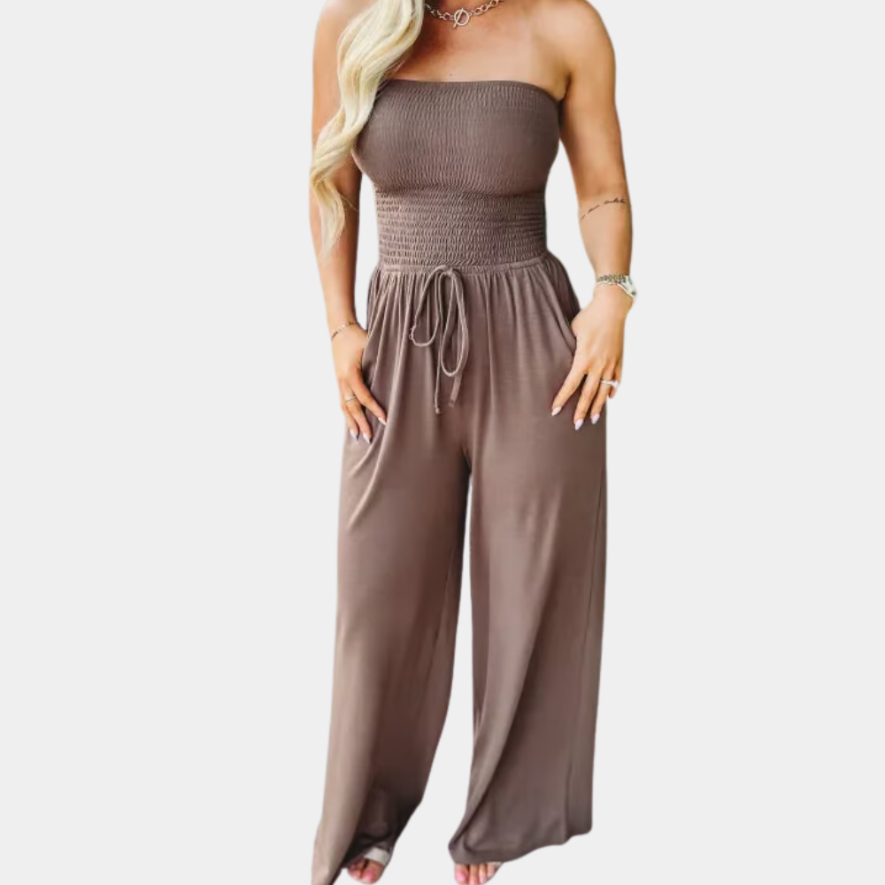 Bandeau Jumpsuit for Women - Livia-Brown-2XS-Nora Luxe