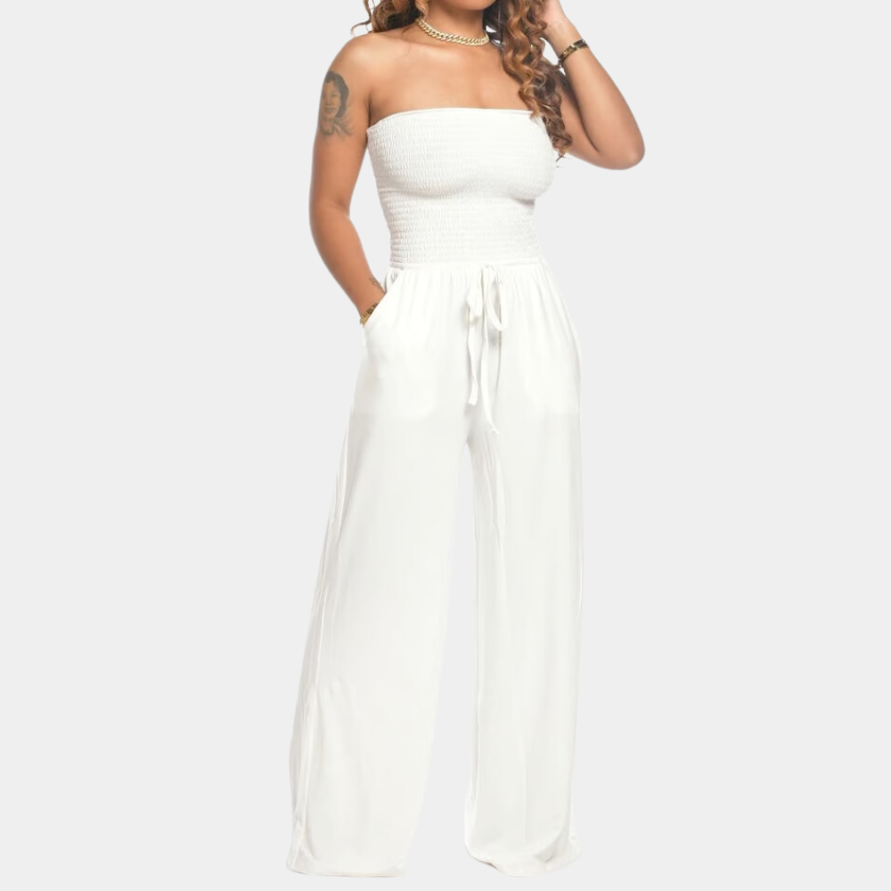 Bandeau Jumpsuit for Women - Livia-White-2XS-Nora Luxe