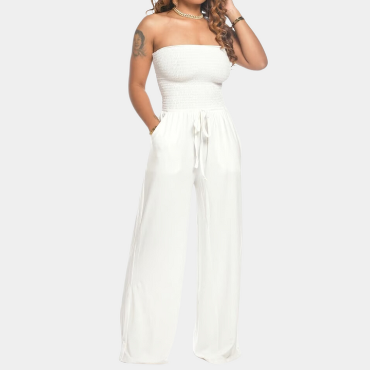 Bandeau Jumpsuit for Women - Livia-White-2XS-Nora Luxe
