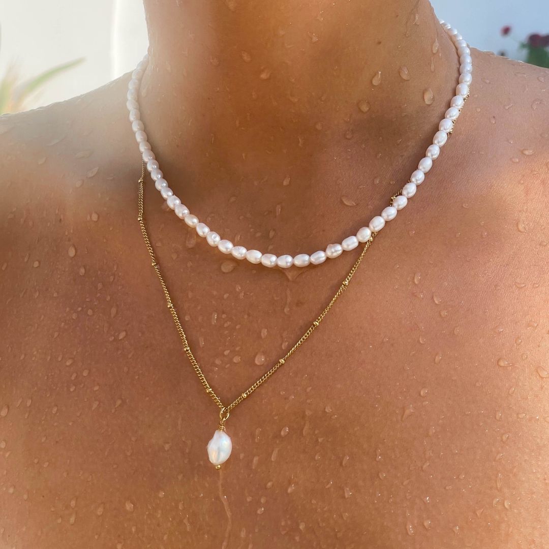 Baroque Pearl Pendant Necklace - Anisa-Gold-Nora Luxe