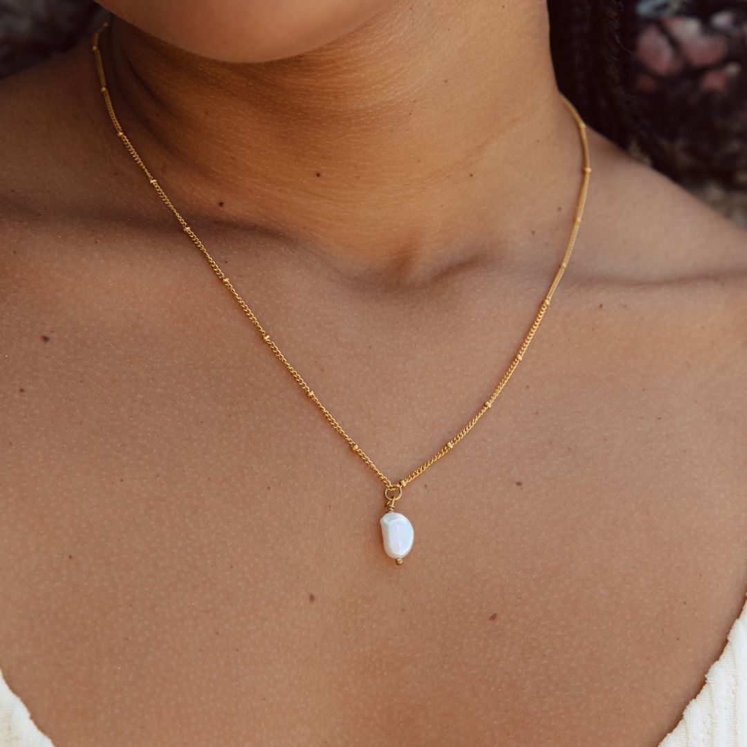 Baroque Pearl Pendant Necklace - Anisa-Gold-Nora Luxe