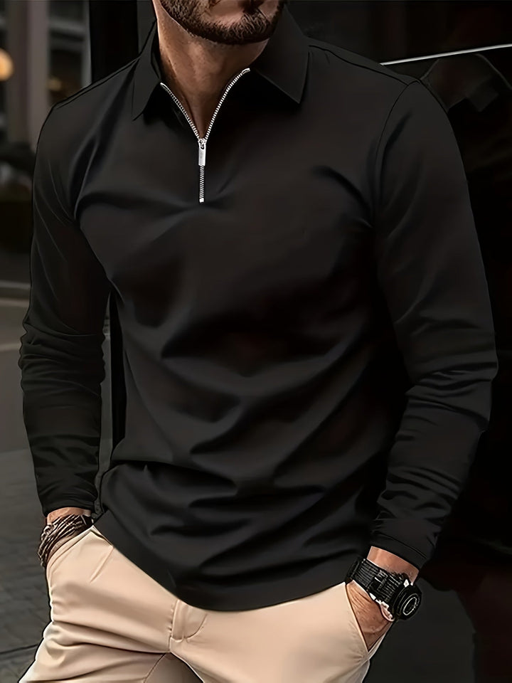 Basic men's shirt with long sleeves - Lucas-Black-S-Nora Luxe