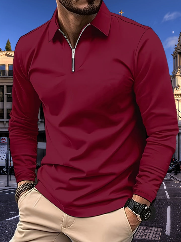 Basic men's shirt with long sleeves - Lucas-Red-S-Nora Luxe