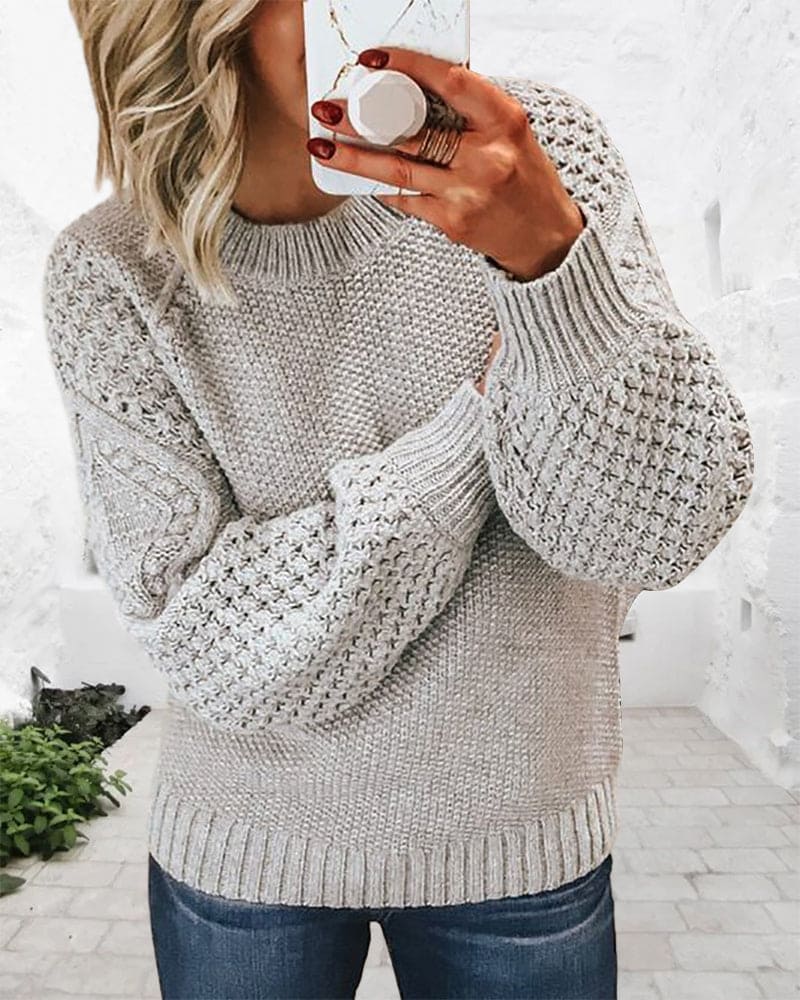 Basic Pullover Sweater - Evelyn-Gray-S-Nora Luxe