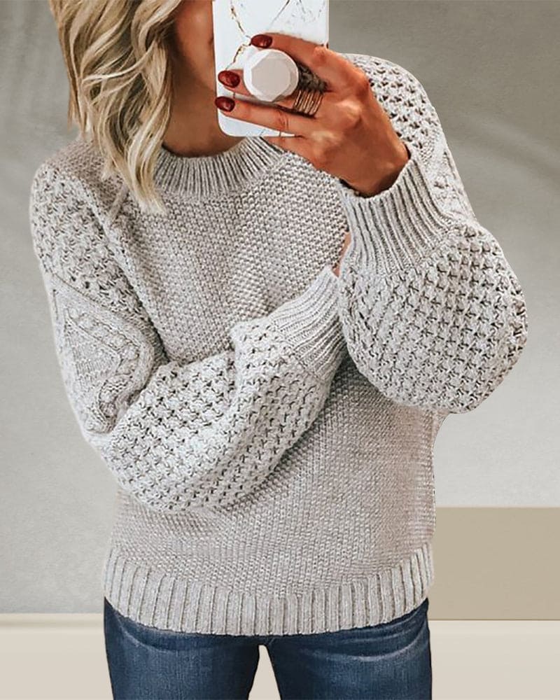 Basic Pullover Sweater - Evelyn-Gray-S-Nora Luxe