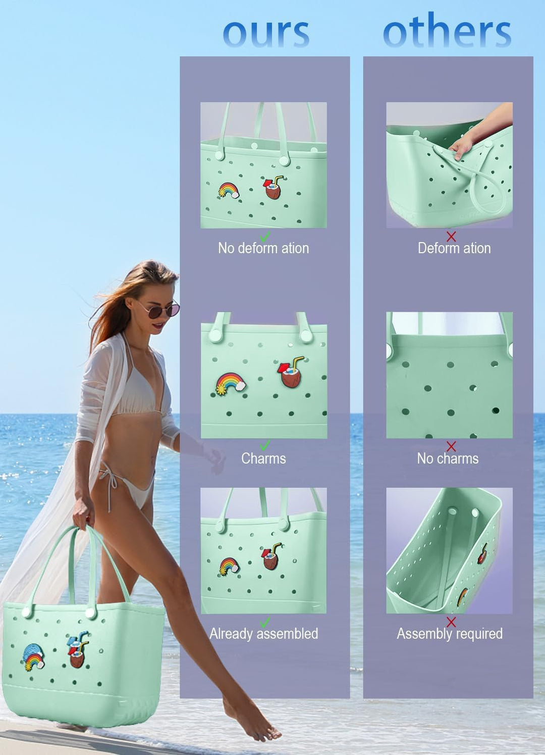 Waterproof EVA Beach Tote – Large & Washable Carryall for Outdoors