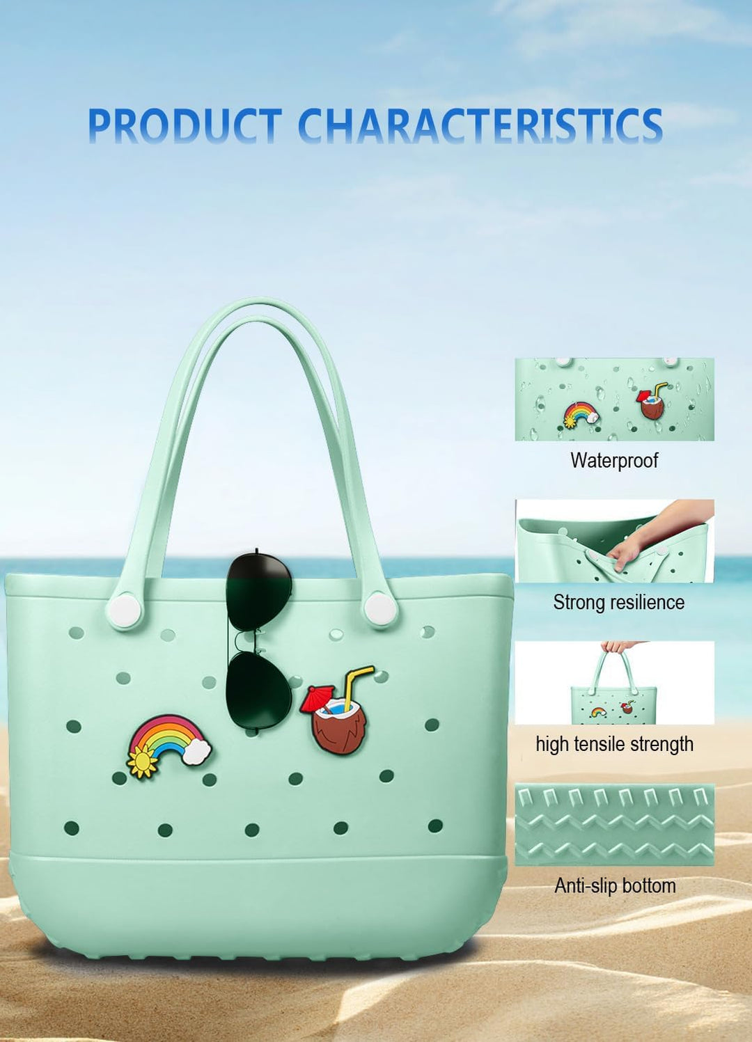 Waterproof EVA Beach Tote – Large & Washable Carryall for Outdoors