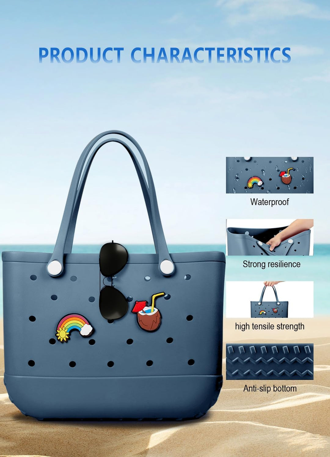 Waterproof EVA Beach Tote – Large & Washable Carryall for Outdoors
