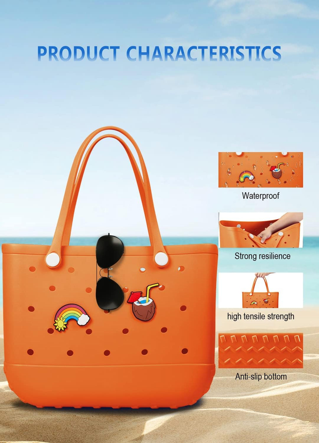 Waterproof EVA Beach Tote – Large & Washable Carryall for Outdoors