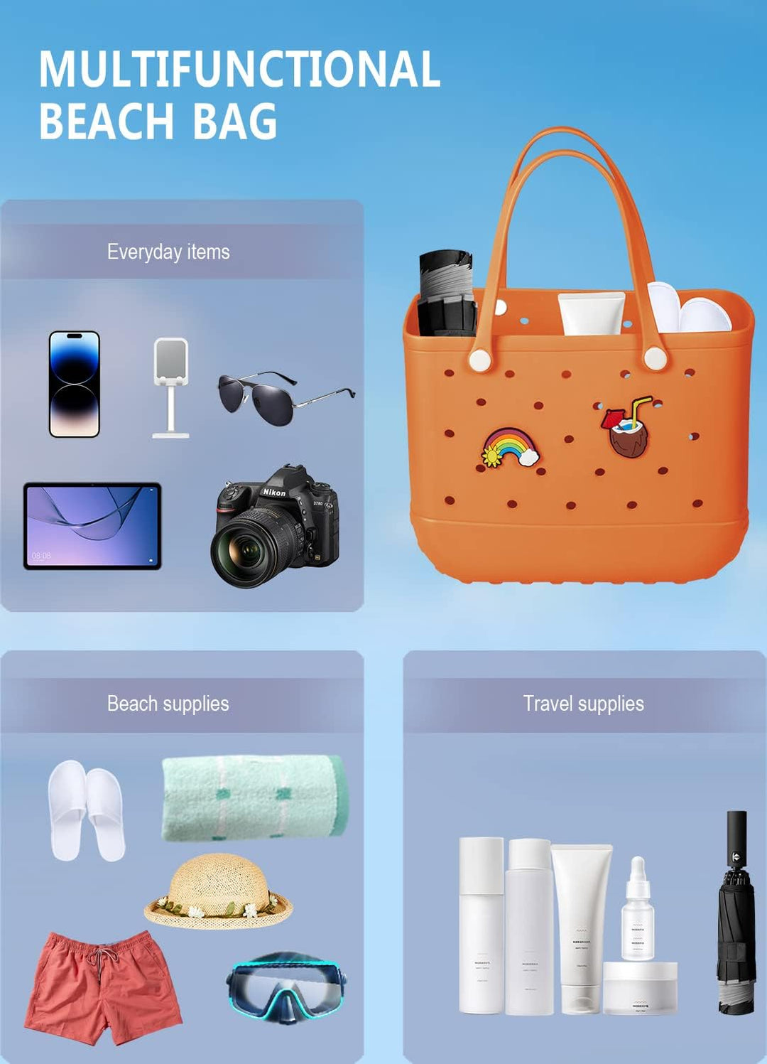 Waterproof EVA Beach Tote – Large & Washable Carryall for Outdoors
