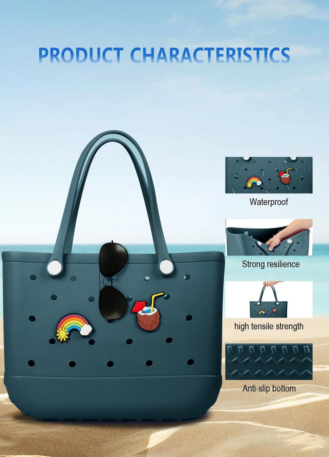 Waterproof EVA Beach Tote – Large & Washable Carryall for Outdoors