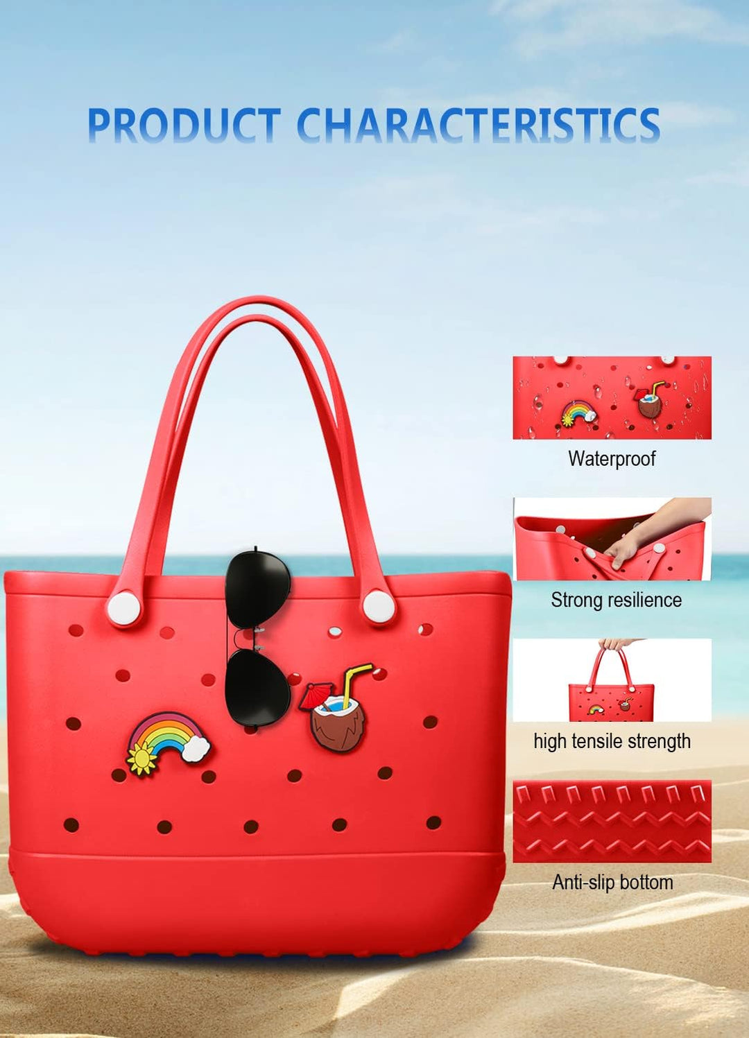 Waterproof EVA Beach Tote – Large & Washable Carryall for Outdoors