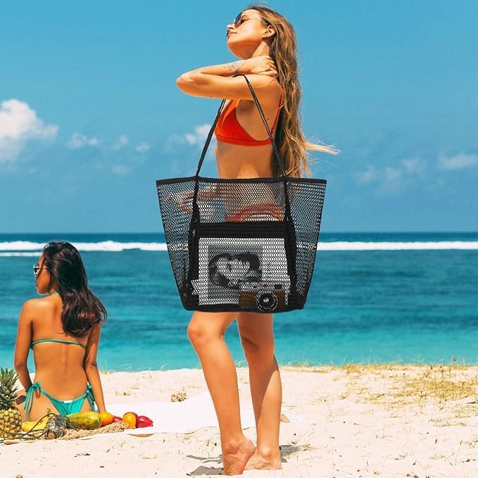 Foldable Mesh Beach Tote Bag with Inner Pocket – Buy 1, Get 1 FREE