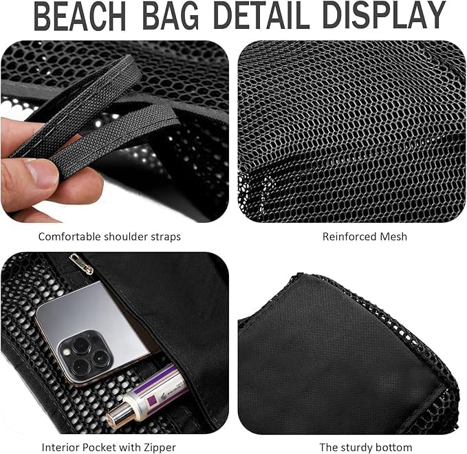 Foldable Mesh Beach Tote Bag with Inner Pocket – Buy 1, Get 1 FREE