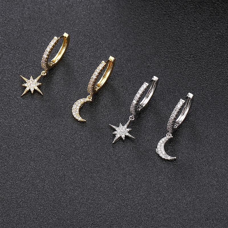 Beautiful Earrings with Moon and Star - Lunara-Gold-Nora Luxe