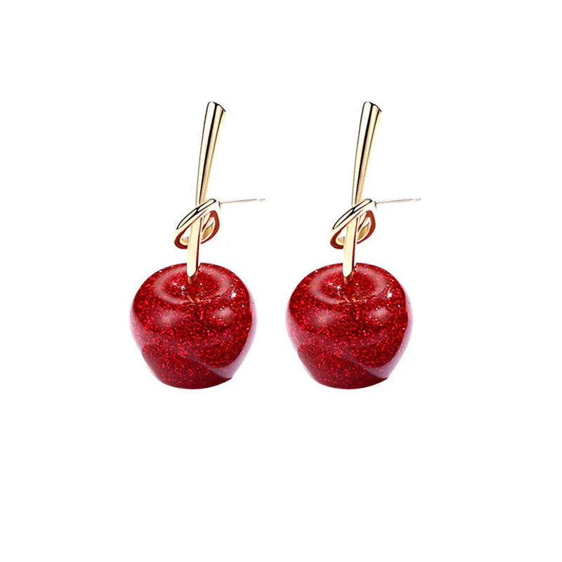 Beautiful Red Cherry Earrings-Nora Luxe