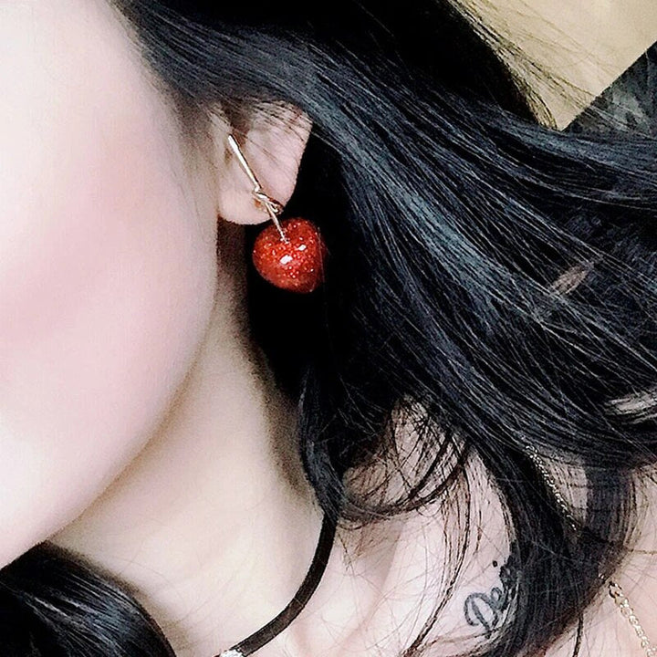 Beautiful Red Cherry Earrings-Nora Luxe