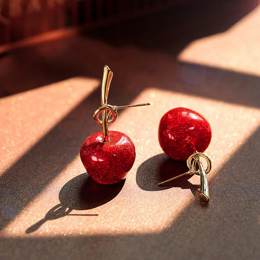 Beautiful Red Cherry Earrings-Nora Luxe