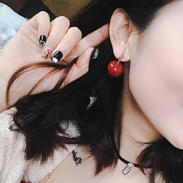 Beautiful Red Cherry Earrings-Nora Luxe