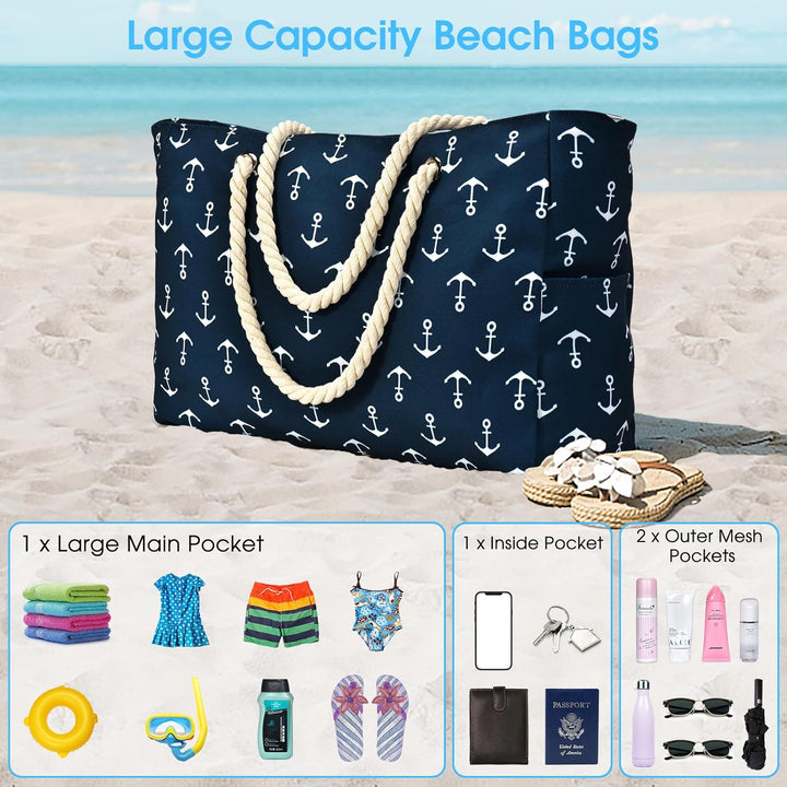 Waterproof Large Tote with Zipped Storage for Work & Play