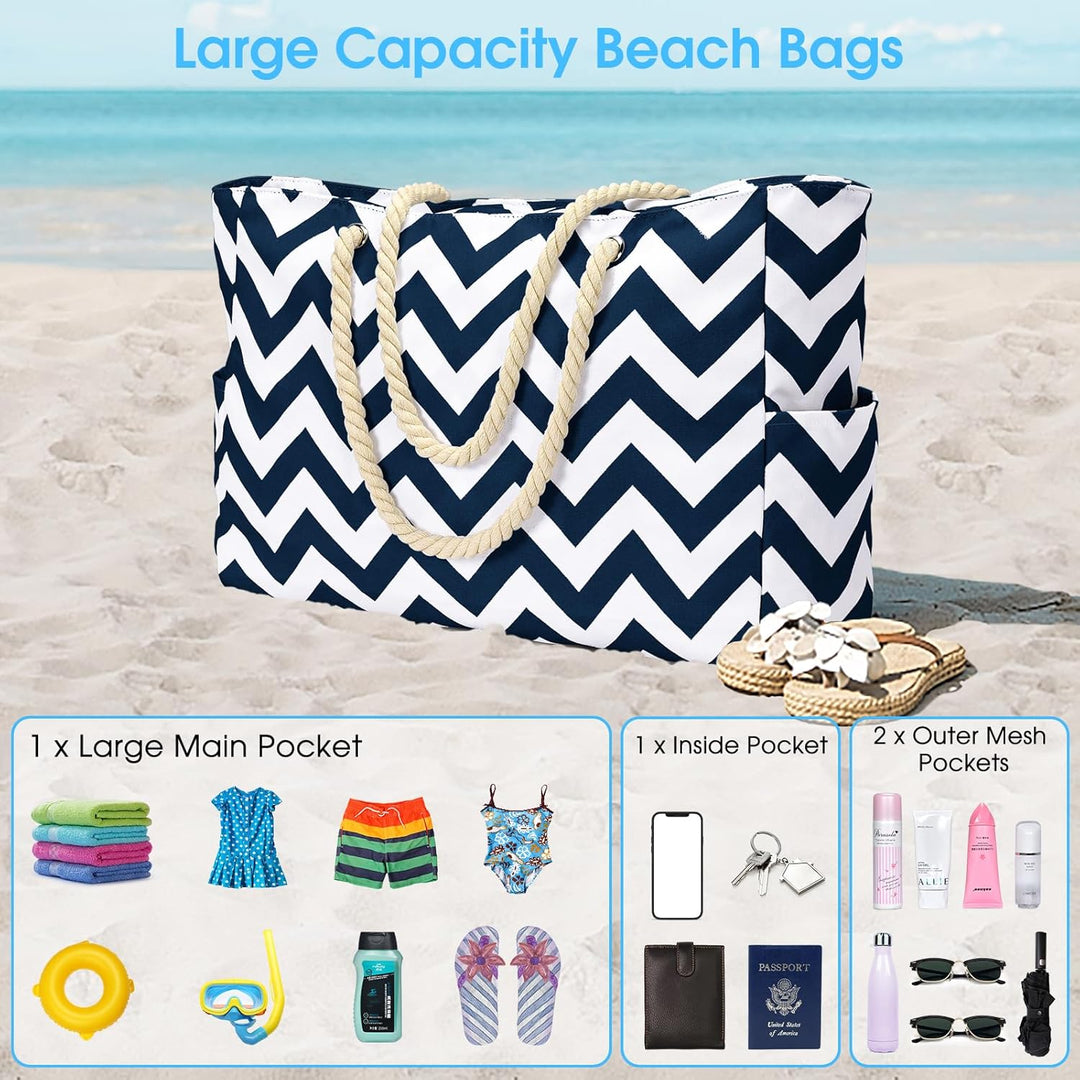 Waterproof Large Tote with Zipped Storage for Work & Play