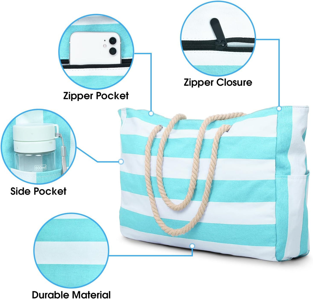 Waterproof Large Tote with Zipped Storage for Work & Play