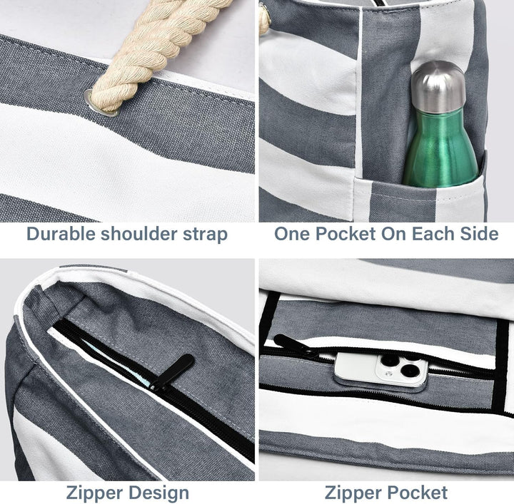 Waterproof Large Tote with Zipped Storage for Work & Play