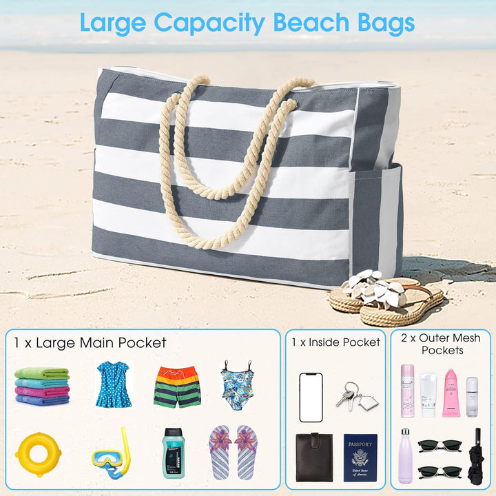 Waterproof Large Tote with Zipped Storage for Work & Play