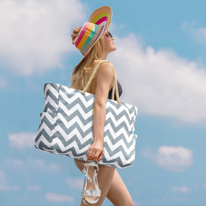 Waterproof Large Tote with Zipped Storage for Work & Play