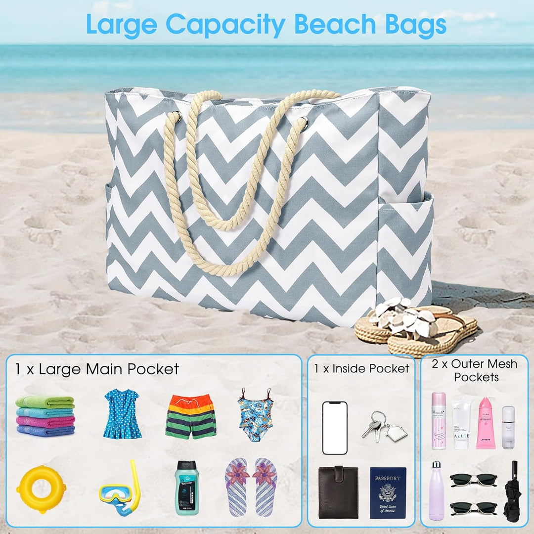 Waterproof Large Tote with Zipped Storage for Work & Play