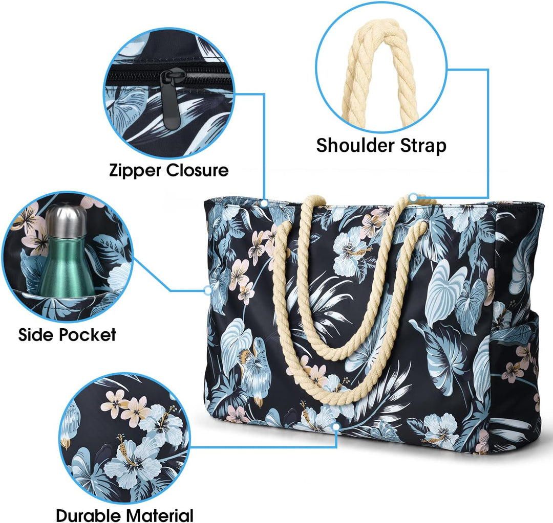 Waterproof Large Tote with Zipped Storage for Work & Play