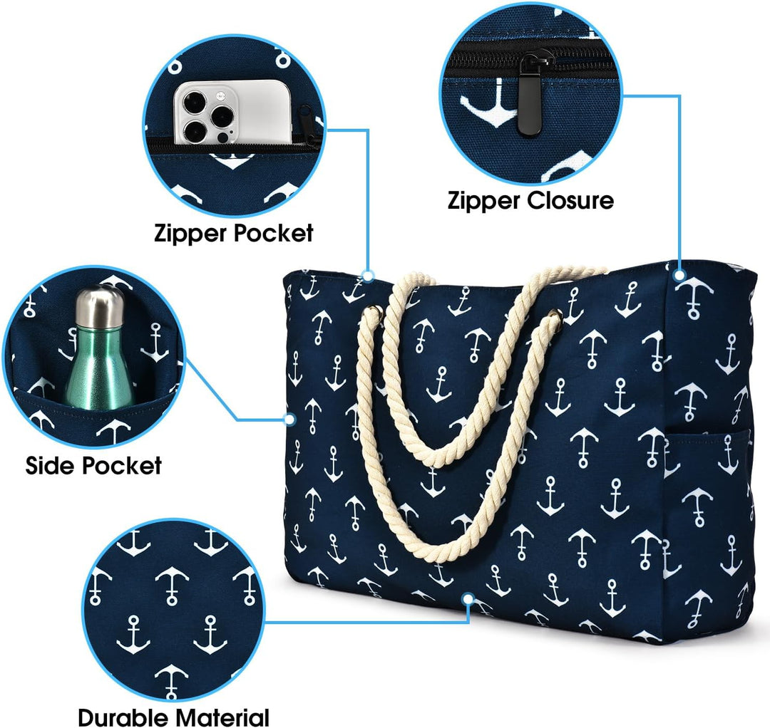 Waterproof Large Tote with Zipped Storage for Work & Play