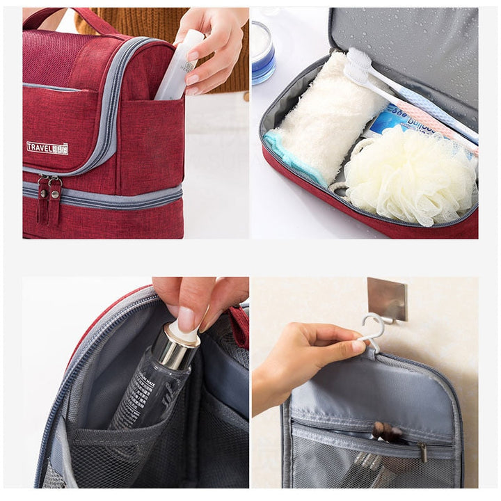 Large-Capacity Hanging Toiletry Bag Organiser – Multi-Compartment Travel Case